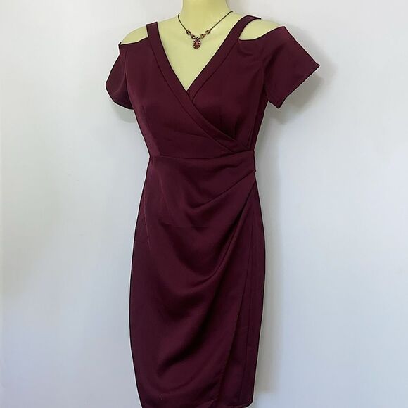 All Saints Dress “Cadia” Merlot Cold Shoulder Wrap NWT Sz 2 - Picture 5 of 9